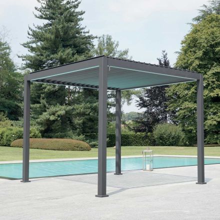 Pegola 3x4 mt in Anthracite Painted Aluminum with Crank - Levante Viadurini