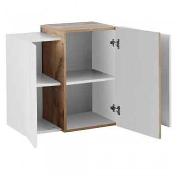 3-Door Living Room Wall Unit in White Wood Sideboard 3 Finishes - Therese