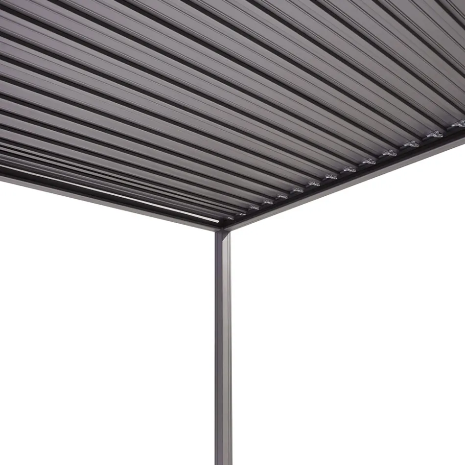 Anthracite Aluminum Pergola with Adjustable Roof - Vitta Viadurini