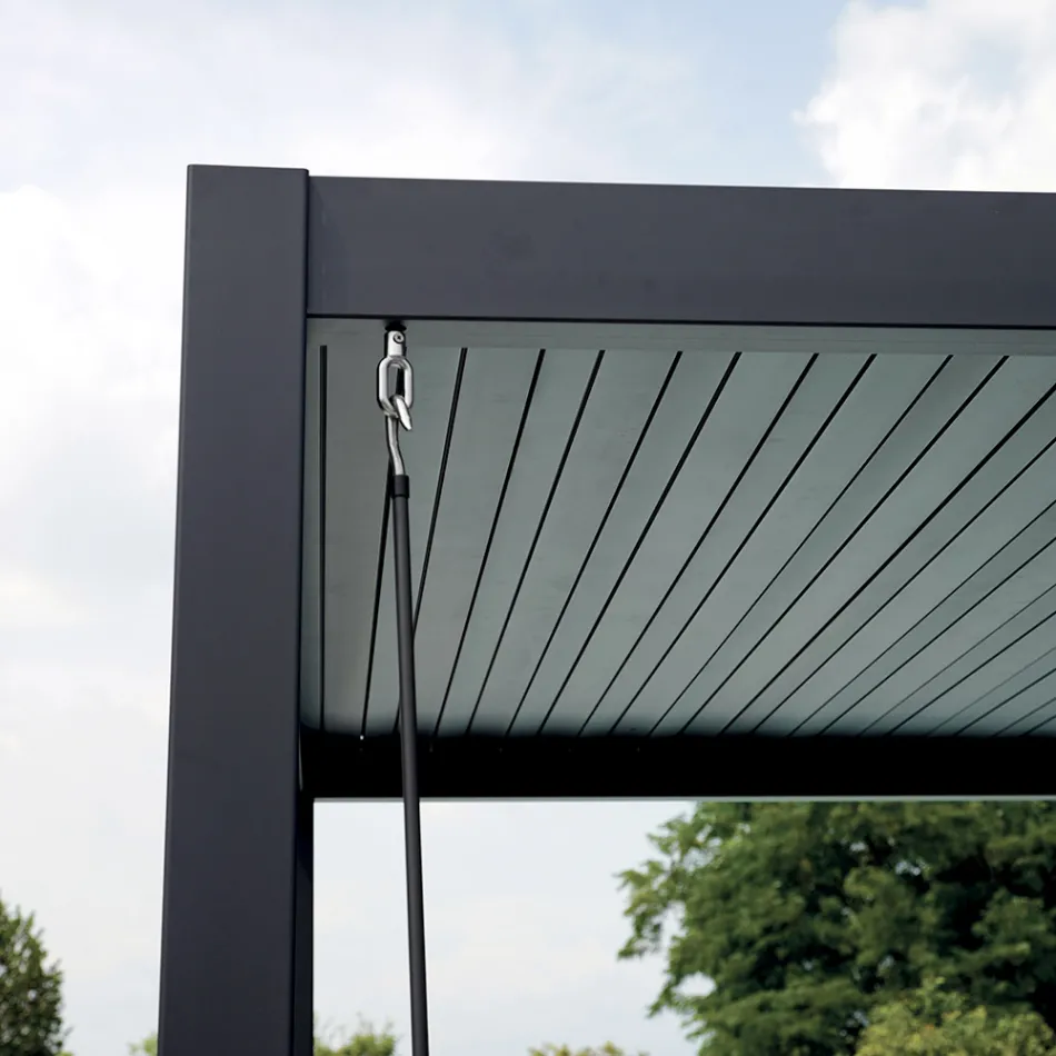 Aluminum Pergola with Adjustable Roof by Crank - Eolo Viadurini