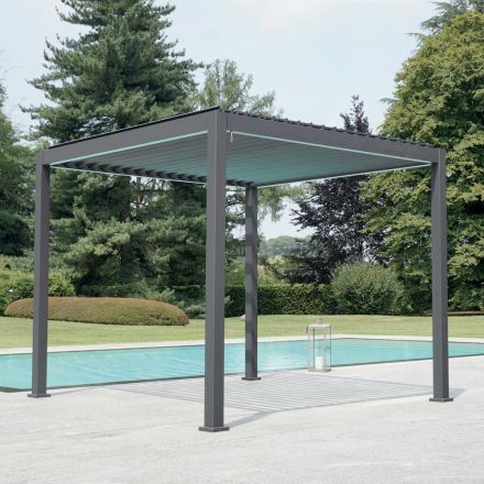 Aluminum Pergola with Adjustable Roof by Crank - Eolo Viadurini