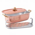 Fish Pot in Italian Handmade Tinned Copper with Lid 44 cm - Mariapia