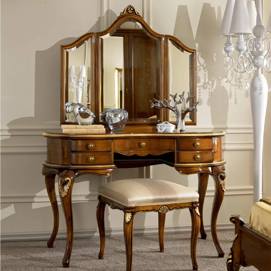 Classic Wooden Makeup Comb with Mirror Made in Italy - Cambrige Viadurini