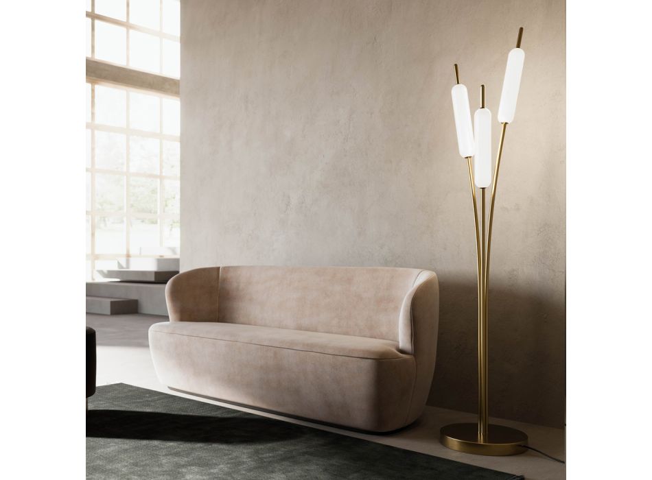 3 Lights Floor Lamp in Brass and Glass Modern Elegant Design - Typha by Il Fanale Viadurini
