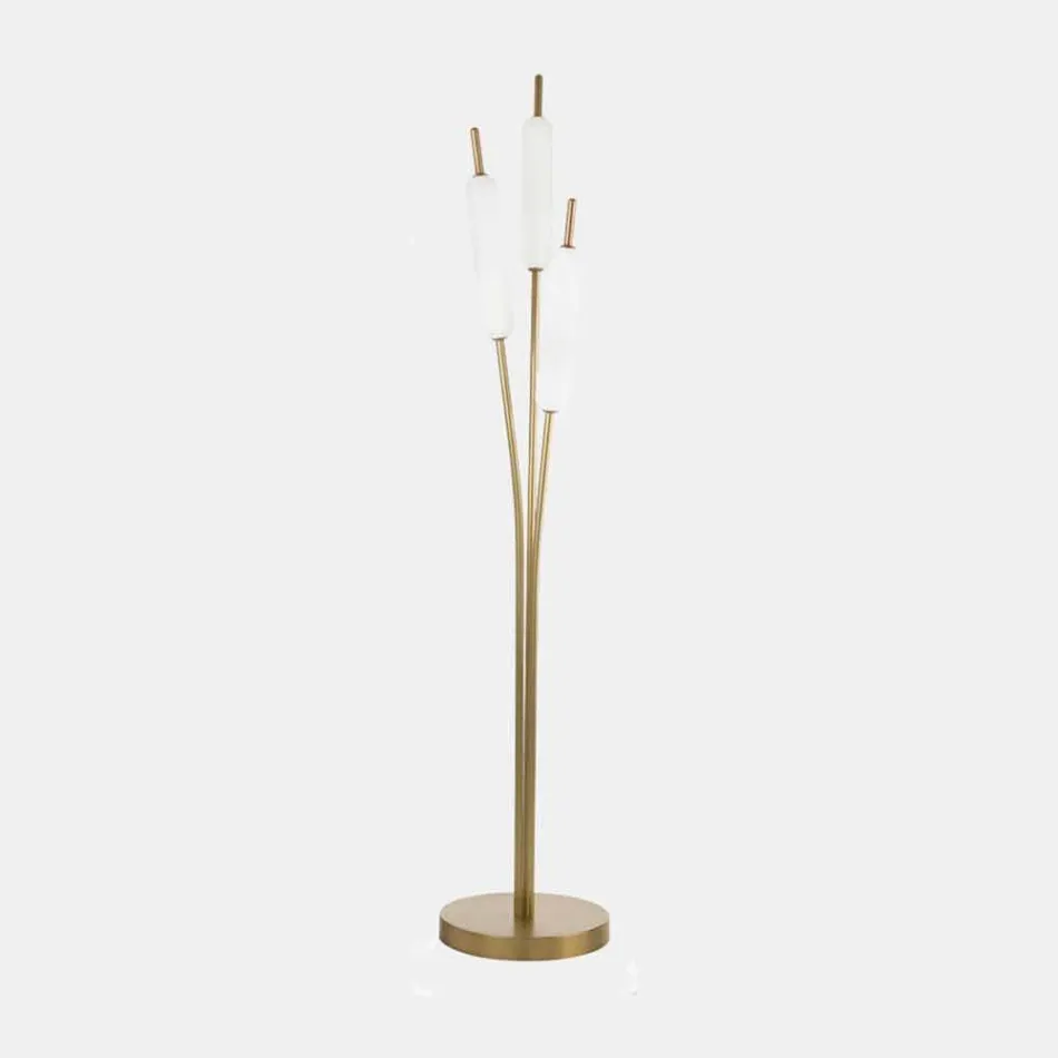 3 Lights Floor Lamp in Brass and Glass Modern Elegant Design - Typha by Il Fanale Viadurini