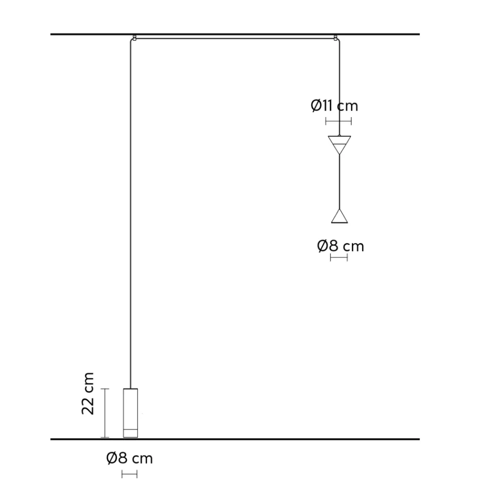 Floor Lamp in Black Aluminum and Double Cone Minimal Design - Mercado Viadurini