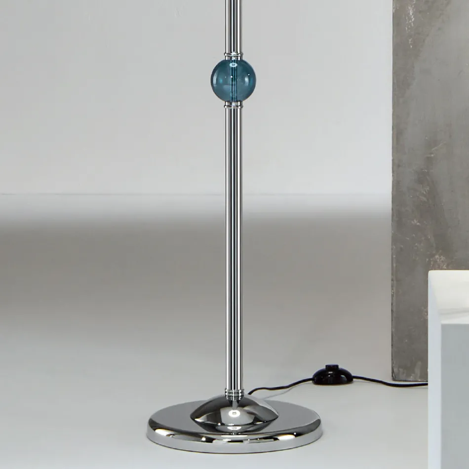 Classic Handmade Italian Glass and Metal Floor Lamp with Lampshade - Oliver Viadurini
