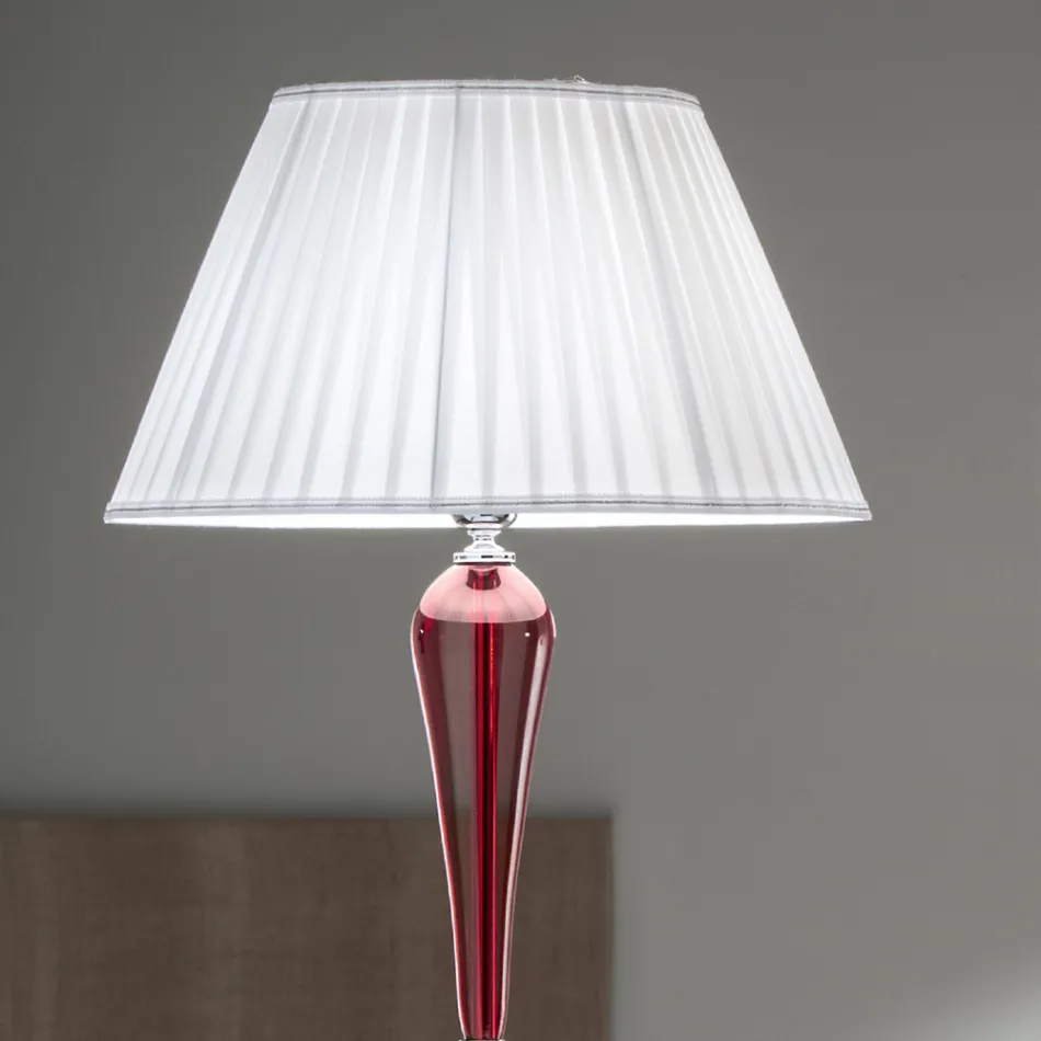 Classic Handmade Italian Glass and Metal Floor Lamp with Lampshade - Oliver Viadurini