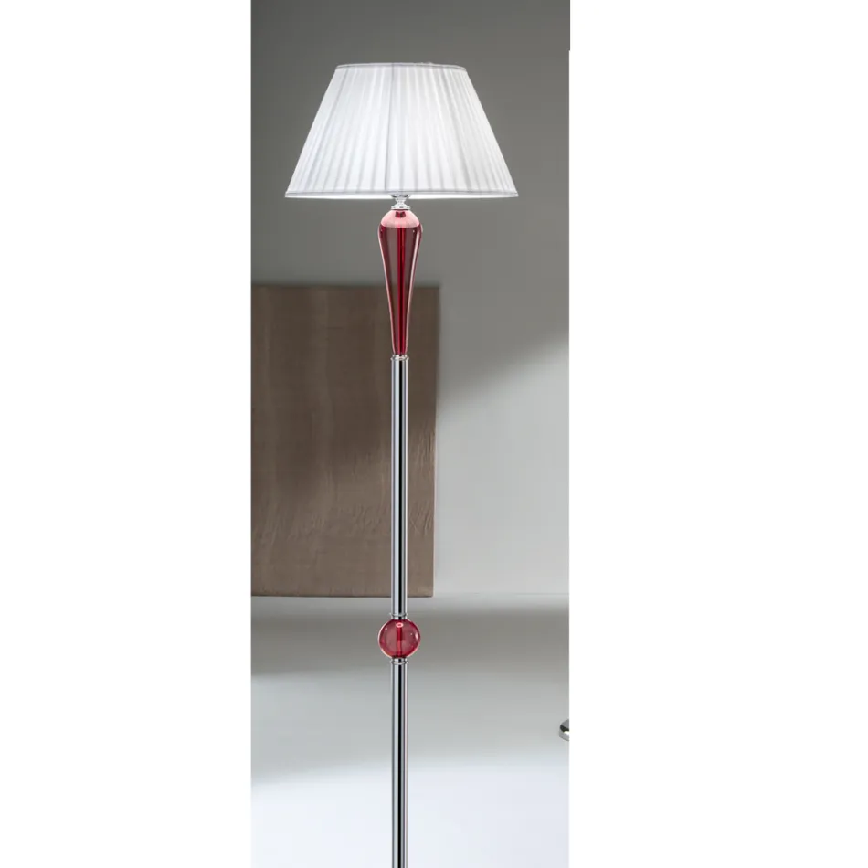Classic Handmade Italian Glass and Metal Floor Lamp with Lampshade - Oliver Viadurini