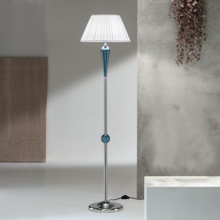 Classic Handmade Italian Glass and Metal Floor Lamp with Lampshade - Oliver Viadurini