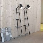 Living Room Floor Lamp in White or Matt Black Metal with Shelves - Butler Viadurini