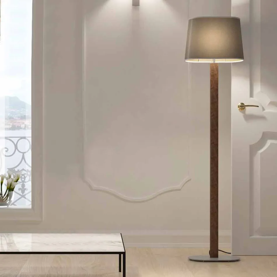 Modern Design Floor Lamp in Metal with Fabric Lampshade Made in Italy - Jump Viadurini