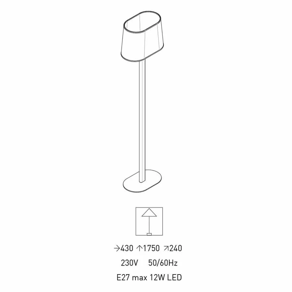 Modern Design Floor Lamp in Metal with Fabric Lampshade Made in Italy - Jump Viadurini