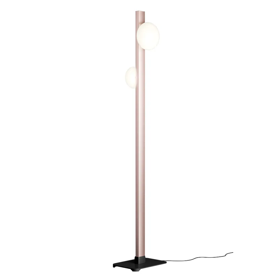 Alma Floor Lamp in Aluminum and White Blown Glass Light Viadurini