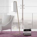 Metal Floor Lamp with Modern White Cotton Lampshade Made in Italy - Barton