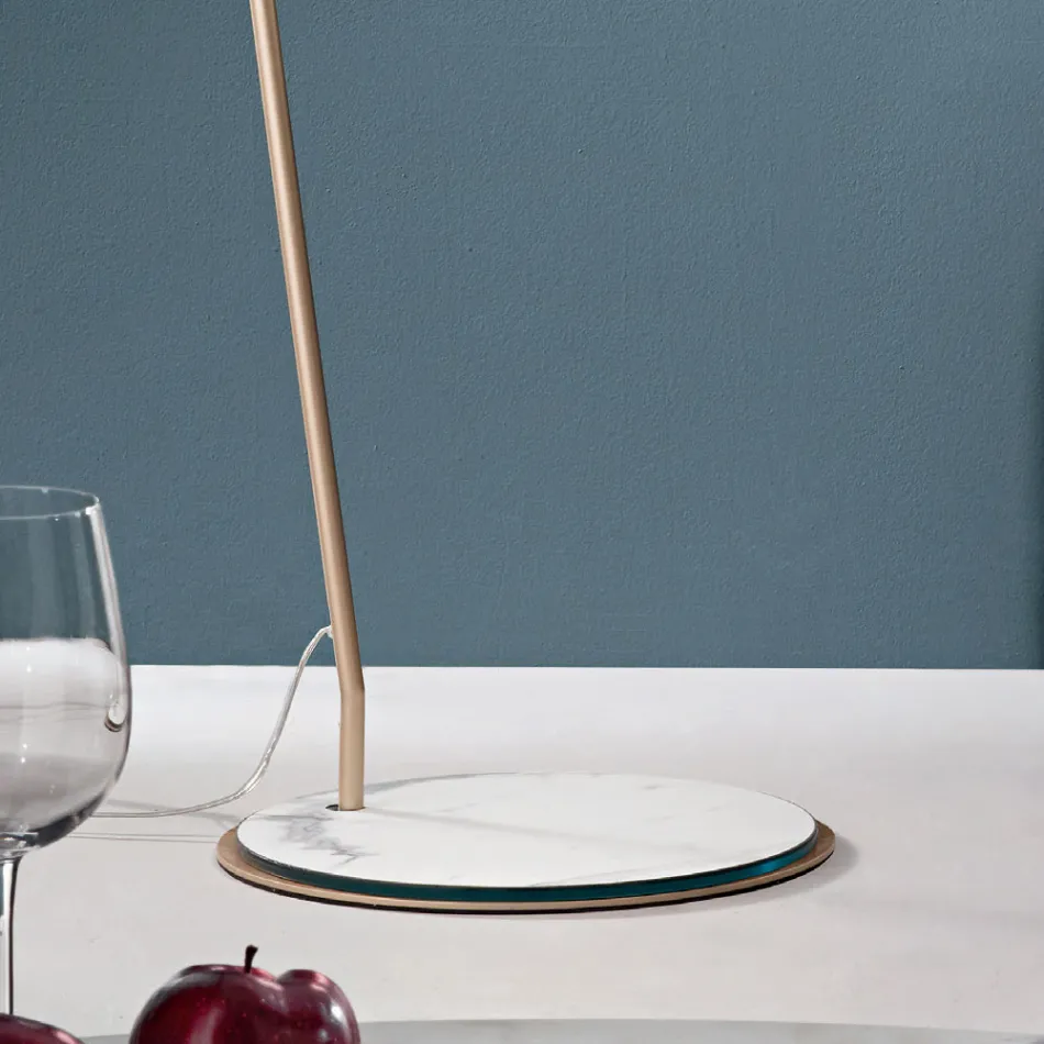 Metal Floor Lamp with Pvc Shade Covered in Fabric - Adriana Viadurini