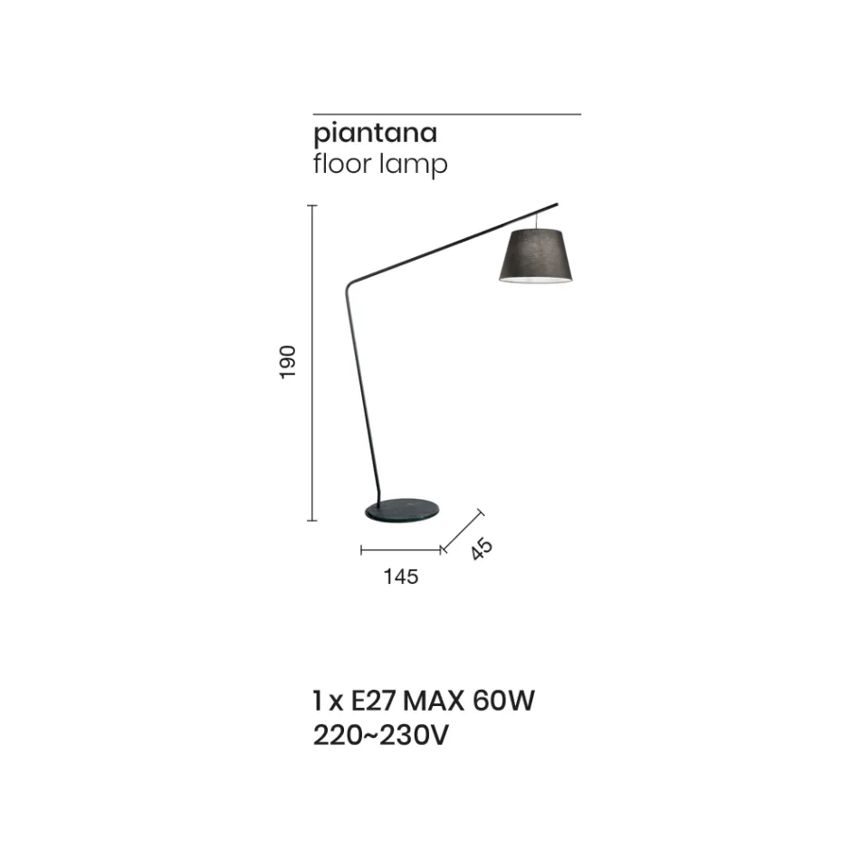 Metal Floor Lamp with Pvc Shade Covered in Fabric - Adriana Viadurini