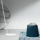 Metal Floor Lamp with Pvc Shade Covered in Fabric - Adriana Viadurini