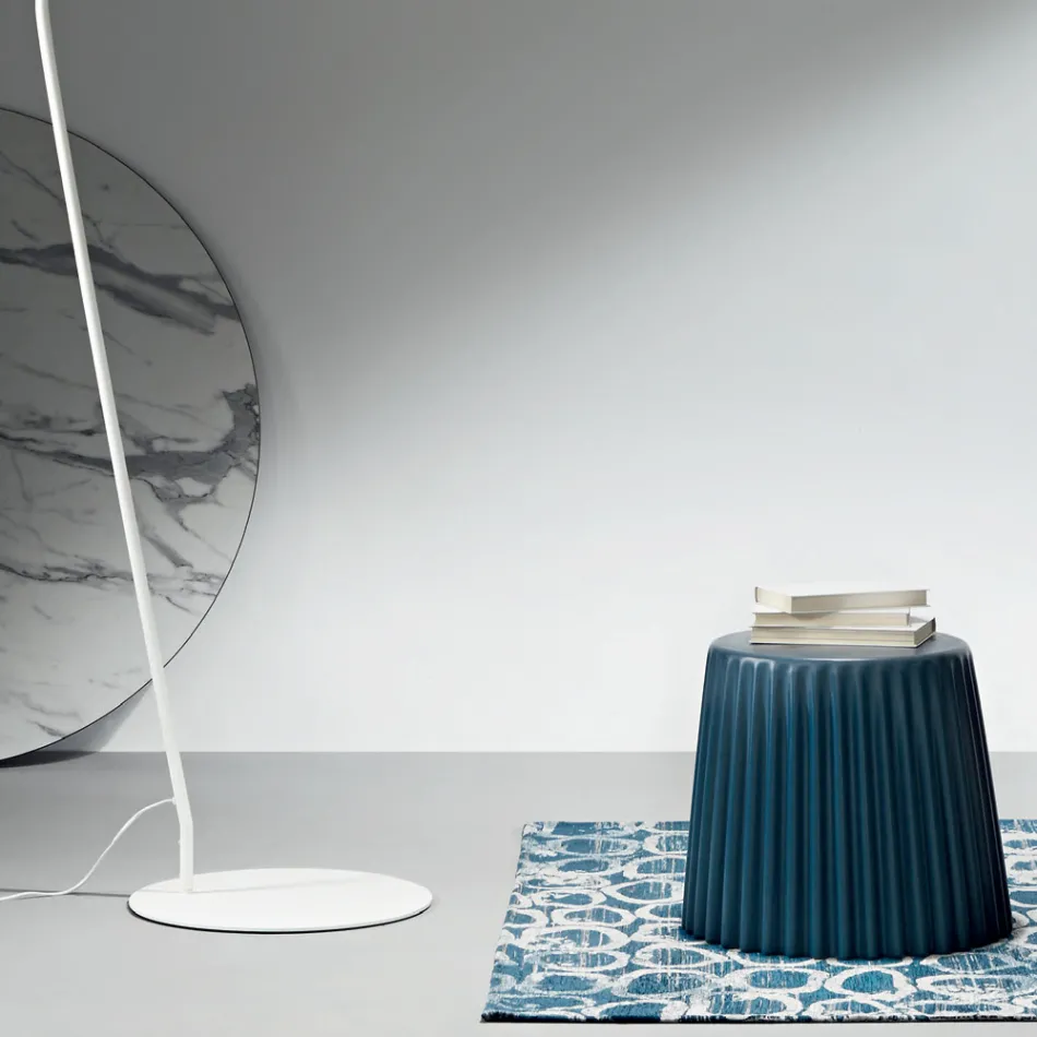 Metal Floor Lamp with Pvc Shade Covered in Fabric - Adriana Viadurini