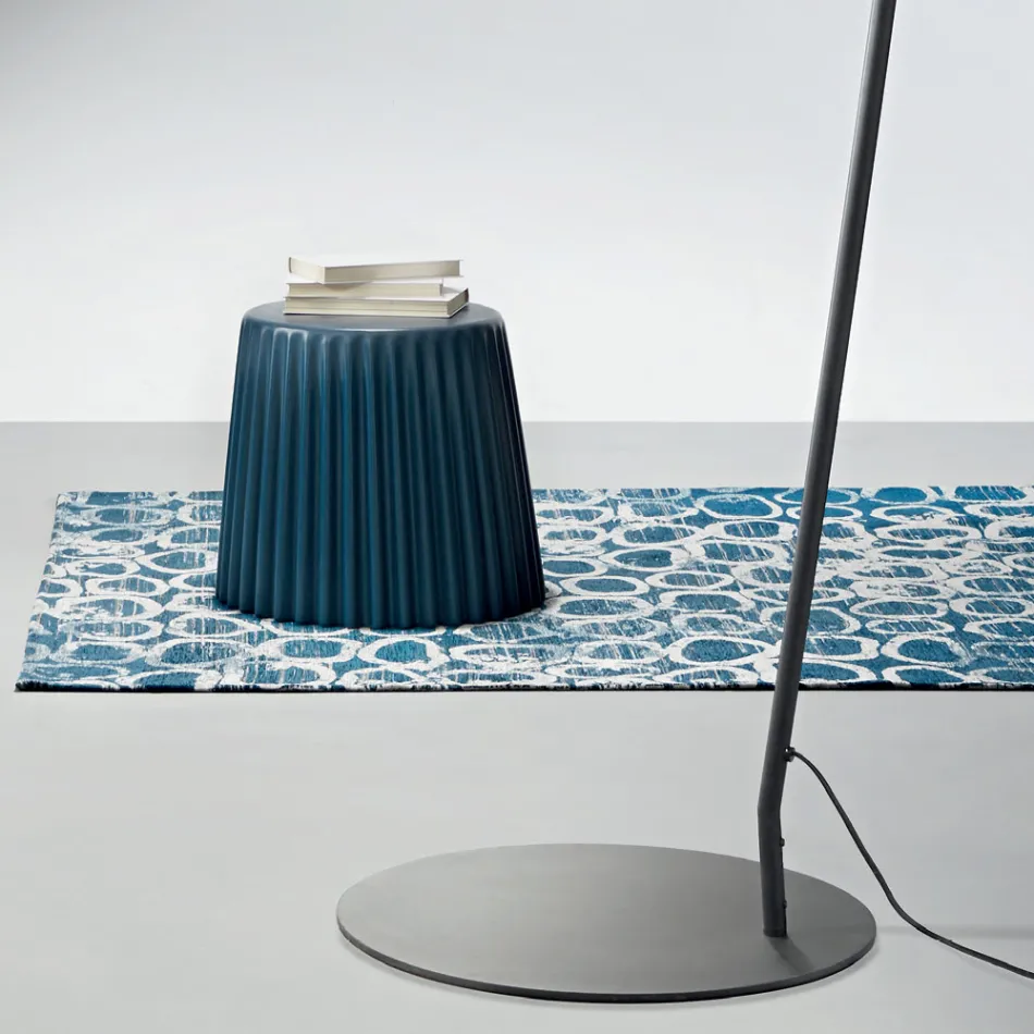 Metal Floor Lamp with Pvc Shade Covered in Fabric - Adriana Viadurini