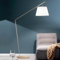 Metal Floor Lamp with Pvc Shade Covered in Fabric - Adriana