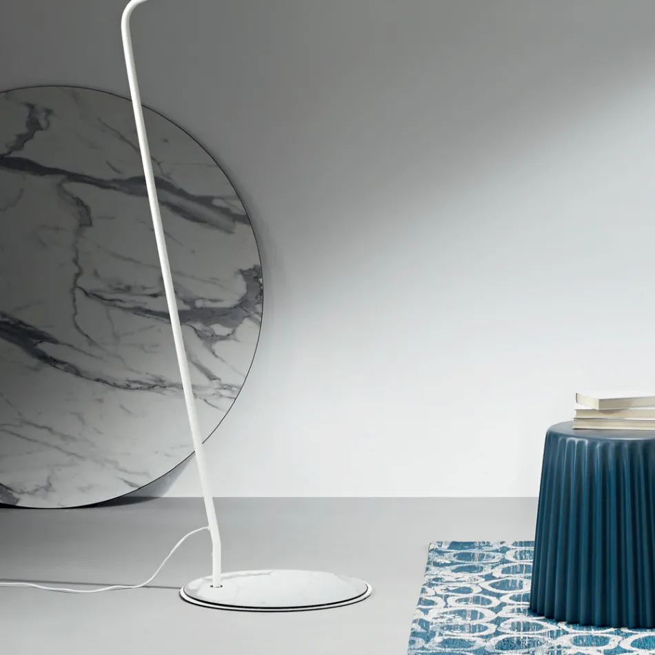Metal Floor Lamp with Pvc Shade Covered in Fabric - Adriana Viadurini