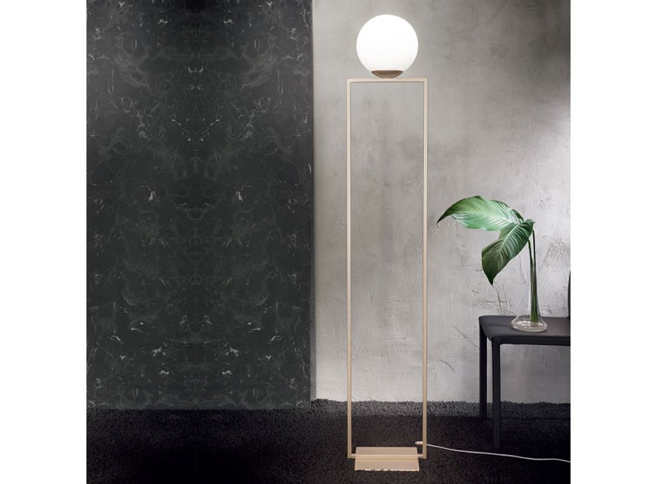 Painted Metal Floor Lamp with Blown Glass Diffuser - Salamanca Viadurini