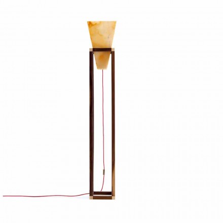 Floor lamp in onyx and design wood Grilli York made in Italy Viadurini