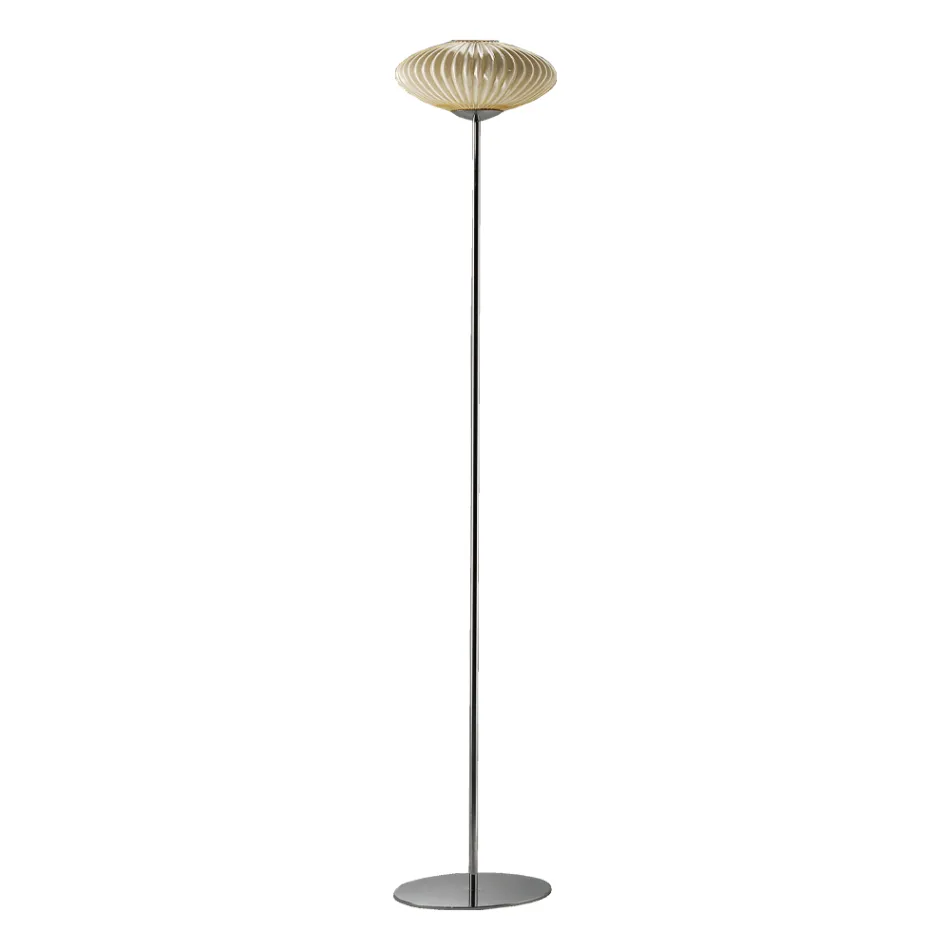 Ribbed and Hand Blown Venetian Glass Floor Lamp - Dafne Viadurini