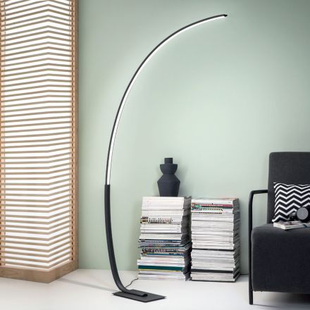 Modern Dimmable LED Floor Lamp in Black, Gold or White Metal - Gondola Viadurini