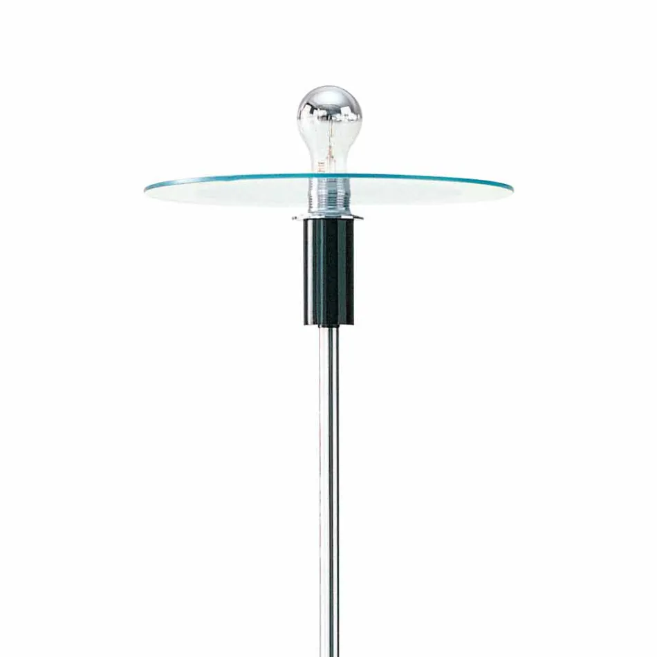 Modern floor lamp with chromed structure and glass plate Made in Italy - Saturno Viadurini