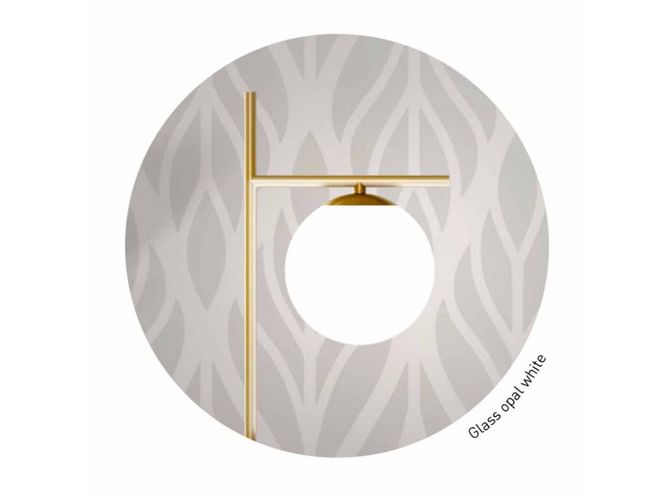 Modern Floor Lamp in Metal Brass Finish and Opal Glass Made in Italy - Carima Viadurini