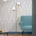 Modern Floor Lamp in Metal Brass Finish and Opal Glass Made in Italy - Carima
