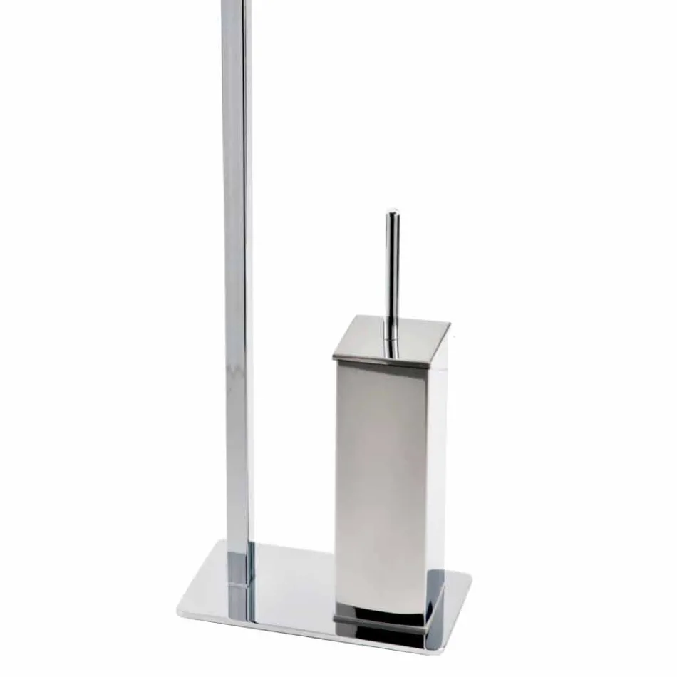 Modern Design Iron Stand for Toilet Brush and Roll Made in Italy - Cali Viadurini