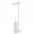 Toilet brush and toilet paper holder in metal and wood Zelbio