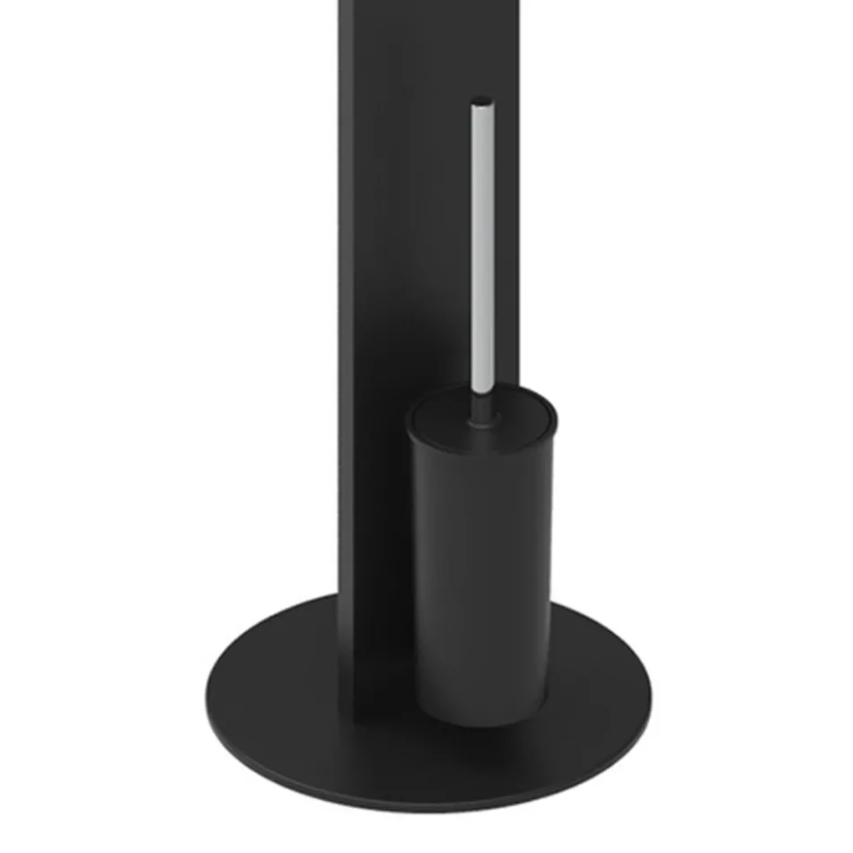 Standing Toilet Brush Holder and Bath Roll in White or Black Aluminum - Alcade Viadurini