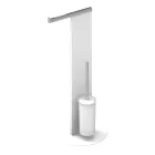 Standing Toilet Brush Holder and Bath Roll in White or Black Aluminum - Alcade Viadurini