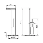 Standing Toilet Brush Holder and Bath Roll in White or Black Aluminum - Alcade Viadurini