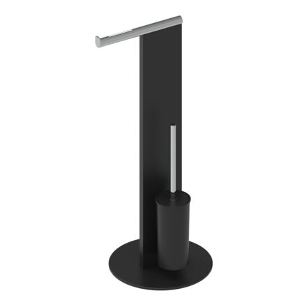 Standing Toilet Brush Holder and Bath Roll in White or Black Aluminum - Alcade Viadurini
