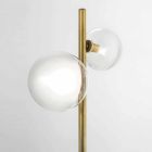 Living room floor lamp with 2 lights in natural brass and glass - Molecola by Il Fanale Viadurini