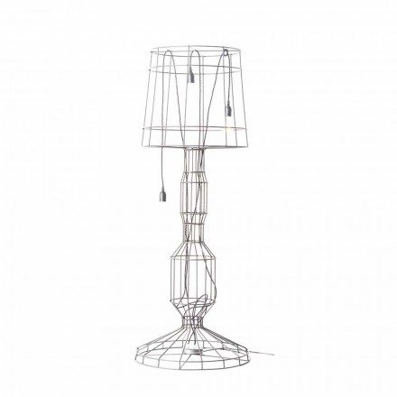 Living Room Floor Lamp 3 Lights in White or Natural Metal Minimal Style - Styling Viadurini