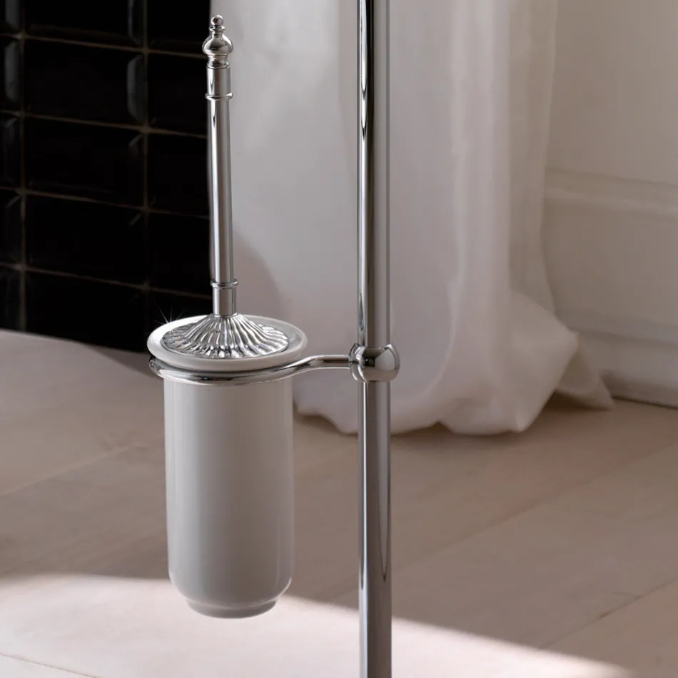 Vintage Terra Floor Lamp with Paper Holder and Toilet Brush Holder in Brass and Ceramic – Caen Viadurini