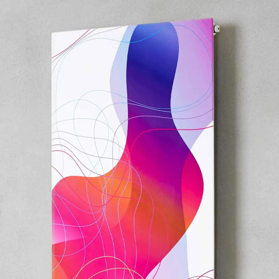 Wall-mounted hydraulic radiant plate in steel with decoration 839 Watt - Kelvin Viadurini