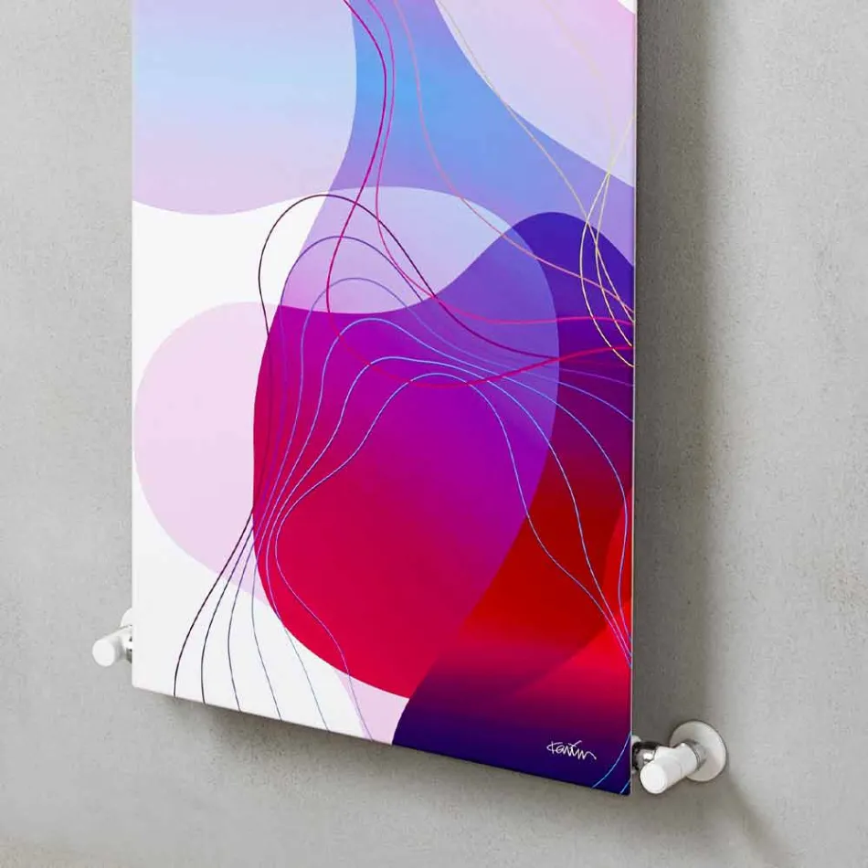 Wall-mounted hydraulic radiant plate in steel with decoration 839 Watt - Kelvin Viadurini