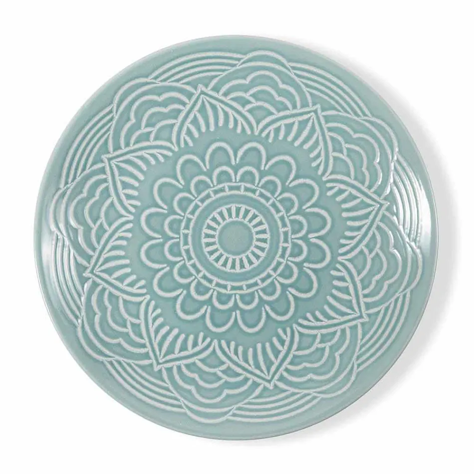 Modern Colored Plates 18 Pieces Complete Table Service in Gres - Creta Viadurini