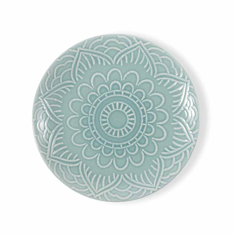 Modern Colored Plates 18 Pieces Complete Table Service in Gres - Creta Viadurini