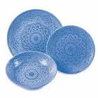 Modern Colored Plates 18 Pieces Complete Table Service in Gres - Creta Viadurini