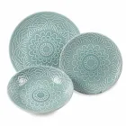 Modern Colored Plates 18 Pieces Complete Table Service in Gres - Creta Viadurini