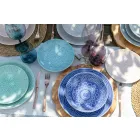 Modern Colored Plates 18 Pieces Complete Table Service in Gres - Creta Viadurini