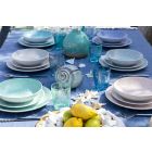 Modern Colored Plates 18 Pieces Complete Table Service in Gres - Creta Viadurini